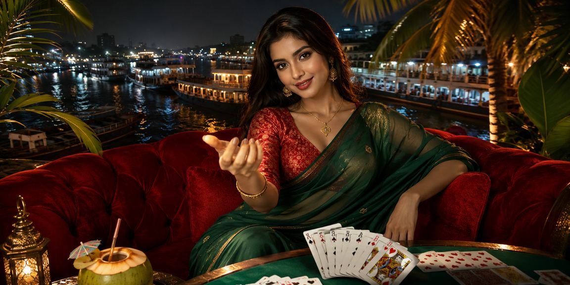 ঢাকায় লাল-সবুজ পটভূমিতে betcom রামি কার্ড গেম রিভিউ
